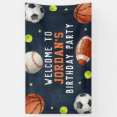 Jongens Sport Navy Verjaardag Welkom Banner (Verticaal)