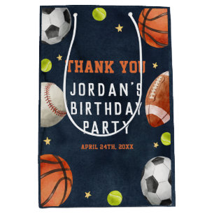 Jongens Sport Thema Oranje Navy Verjaardagsfeestje Medium Cadeauzakje