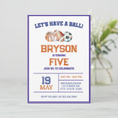 Jongens Sport Verjaardag Uitnodiging - Sinaasappel (Staand voorkant)