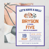 Jongens Sport Verjaardag Uitnodiging - Sinaasappel (Voorkant / Achterkant)