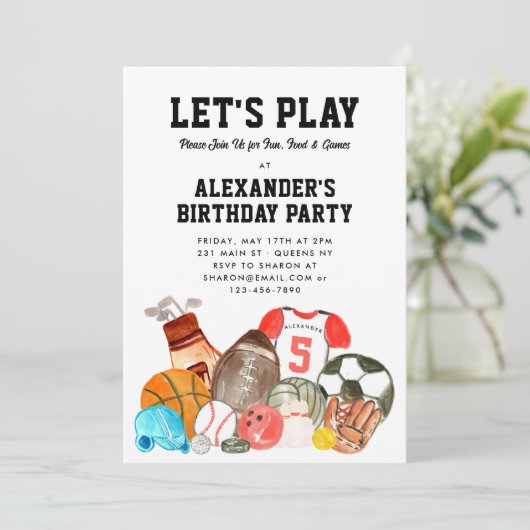 Jongens Sportballen Athletic All Star Kids Verjaar Kaart (Staand voorkant)