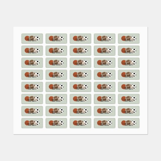 Jongens Sportgroene streep waterdichte labels (Vel)