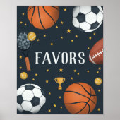 Jongens Sportief Blauw Verjaardagsfeest Voorkeur T Poster (Voorkant)