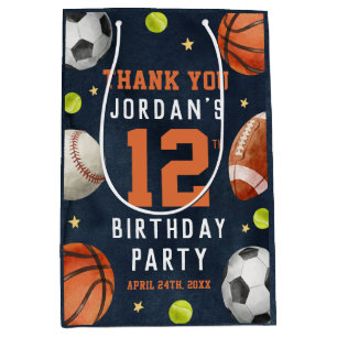 Jongens sportthema oranje marine verjaardagsfeestj medium cadeauzakje