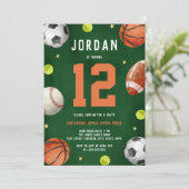 Jongens Sportthema Sinaasappel Groene Verjaardagsf Kaart (Staand voorkant)