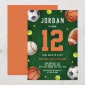 Jongens Sportthema Sinaasappel Groene Verjaardagsf Kaart (Voorkant / Achterkant)