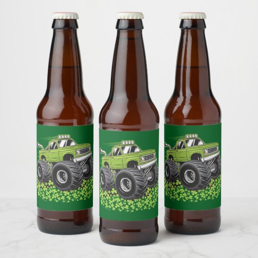 Jongens St Patricks Dag Peuter Lucky Monster Truck Bier Etiket (Flessen)