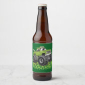 Jongens St Patricks Dag Peuter Lucky Monster Truck Bier Etiket (Voorkant)