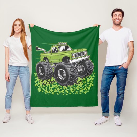 Jongens St Patricks Dag Peuter Lucky Monster Truck Fleece Deken (In situ)