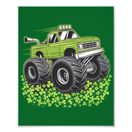 Jongens St Patricks Dag Peuter Lucky Monster Truck Foto Afdruk (Voorkant)