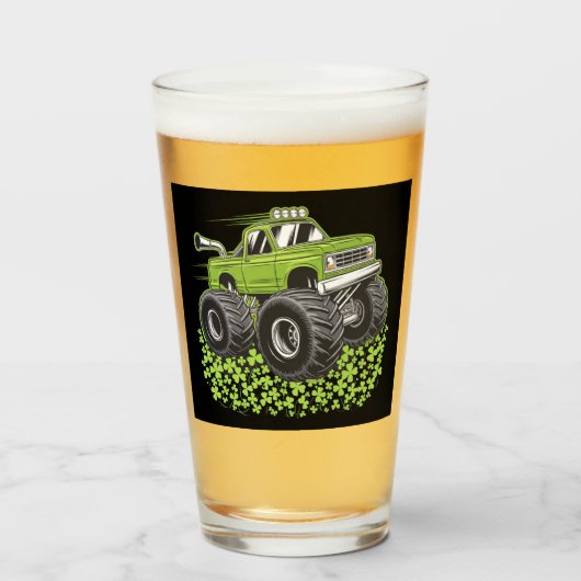 Jongens St Patricks Dag Peuter Lucky Monster Truck Glas (Voorkant gevuld)