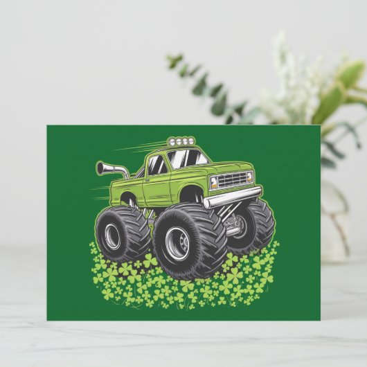 Jongens St Patricks Dag Peuter Lucky Monster Truck Kaart (Staand voorkant)