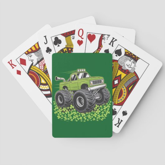 Jongens St Patricks Dag Peuter Lucky Monster Truck Pokerkaarten (Achterkant)