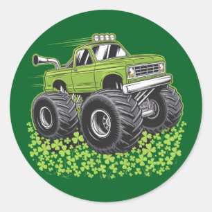 Jongens St Patricks Dag Peuter Lucky Monster Truck Ronde Sticker