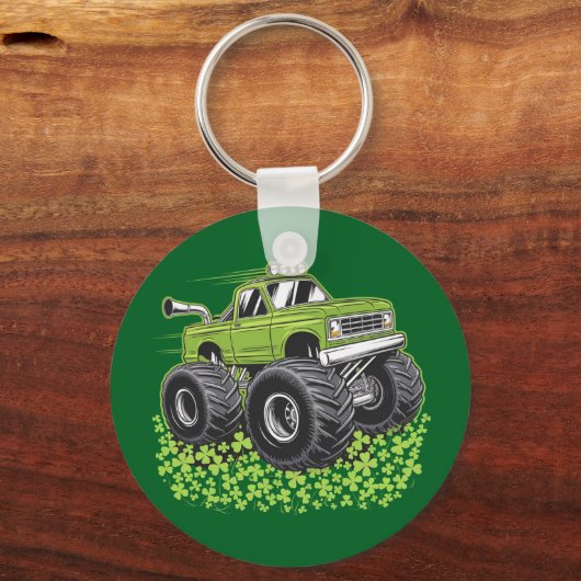 Jongens St Patricks Dag Peuter Lucky Monster Truck Sleutelhanger (Voorkant)