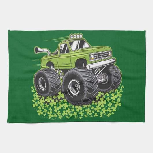 Jongens St Patricks Dag Peuter Lucky Monster Truck Theedoek (Horizontaal)