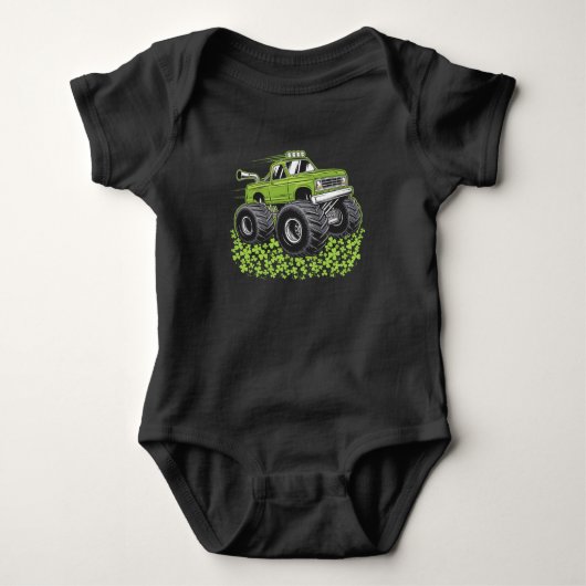 Jongens St. Patrick's Day Peuter Lucky Monstertruc Romper (Voorkant)