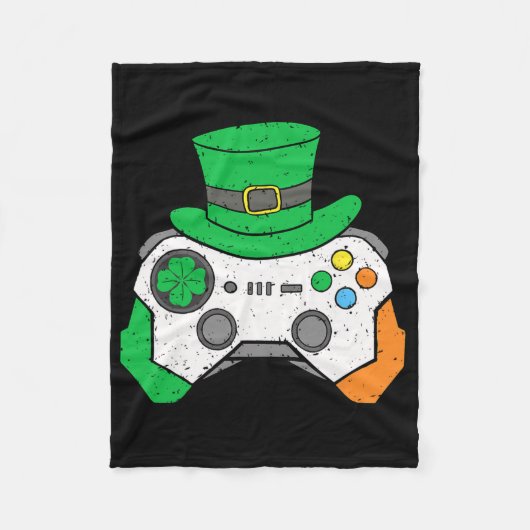 Jongens St. Patrick's Day videogamecontroller here Fleece Deken (Voorkant)