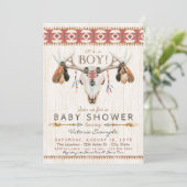 Jongens Stamhoofd Baby Shower Uitnodigingen (Staand voorkant)