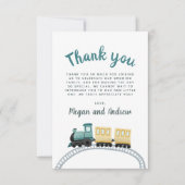 Jongens Stomme Blauwe Train Dank u Baby shower Bedankkaart (Voorkant)