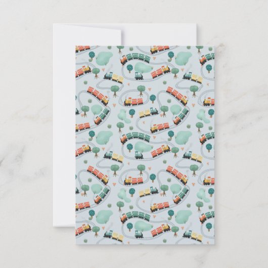 Jongens Stomme Blauwe Train Dank u Baby shower Bedankkaart (Achterkant)