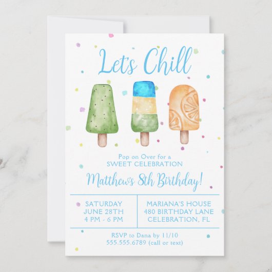 Jongens Summer Let's Chill Popsicle Birthday Kaart (Voorkant)