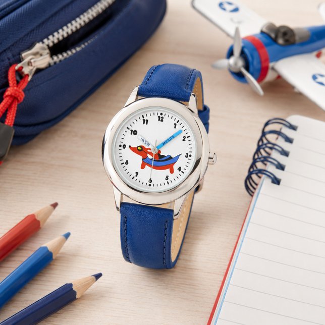 Jongens Super-duper Dachshund Superhelden Horloge (Boys Super-duper Dachshund Superhero Watch)