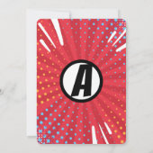 Jongen's superheld Comic Book Birthday Invitation Kaart (Achterkant)