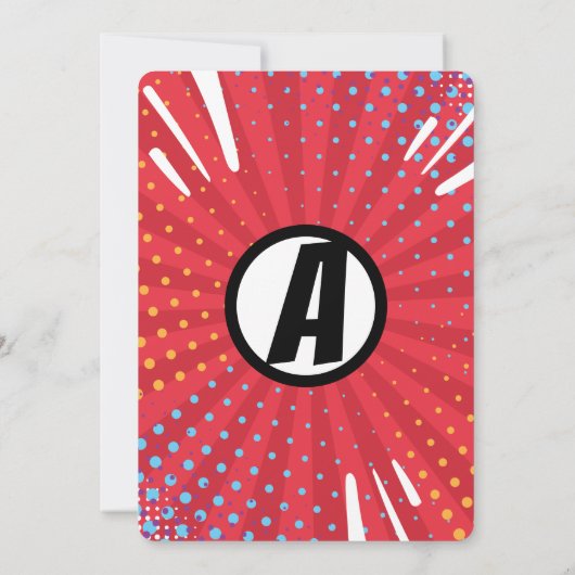 Jongen's superheld Comic Book Birthday Invitation Kaart (Achterkant)