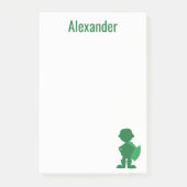 Jongens Superheld Gepersonaliseerde Groene Silhoue Post-it® Notes (Voorkant)