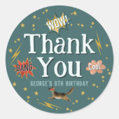 Jongens Superheld Kids Verjaardag Favoriet Ronde Sticker (Voorkant)