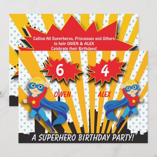 Jongens Superheld verjaardag Kaart (Voorkant / Achterkant)