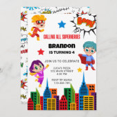 Jongens Superheld Verjaardagsfeest Kaart (Voorkant / Achterkant)