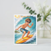 Jongens surfen feest digitale download uitnodiging (Staand voorkant)
