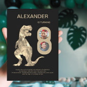 Jongens T-Rex Dino 8e Verjaardag Party Fotocollage Kaart