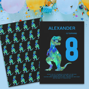 Jongens T-Rex Dino 8e Verjaardagsfeest Kaart