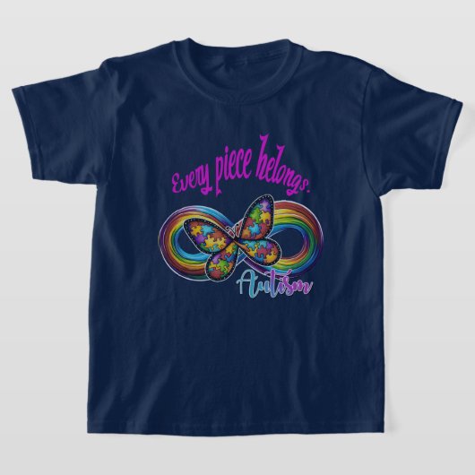 Jongens T-shirt – Autisme Puzzel Vlinder Design (Laagn)
