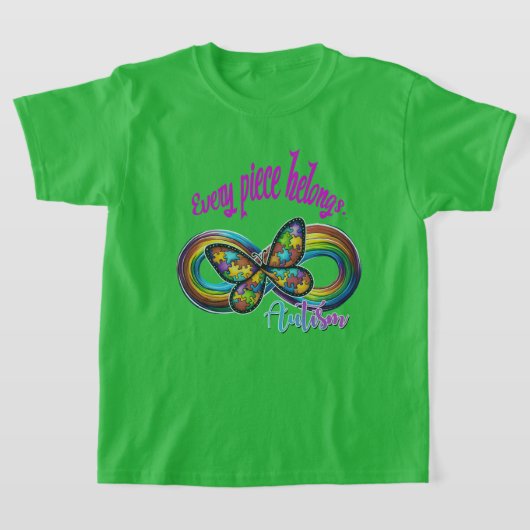 Jongens T-shirt – Autisme Puzzel Vlinder Design (Laagn)