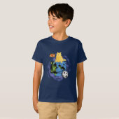 Jongens T-shirt met kat in een baan om de aarde (Voorkant volledig)