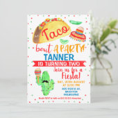 Jongens Taco over een verjaardagsuitnodiging Kaart (Staand voorkant)