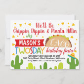 Jongens Taco Twosday 2e verjaardag Uitnodiging (Voorkant)