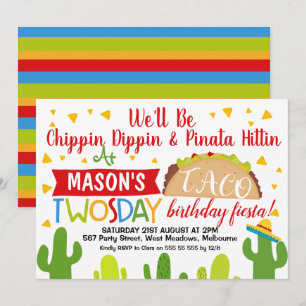 Jongens Taco Twosday 2e verjaardag Uitnodiging