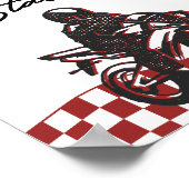 Jongens tankstation teken vuilfiets verjaardag poster (Hoek)