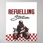 Jongens tankstation teken vuilfiets verjaardag poster (Voorkant)