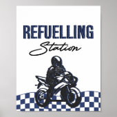 Jongens tankstation teken vuilfiets verjaardag poster (Voorkant)