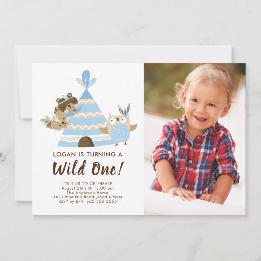 Jongens Tepee Wild One Verjaardag Uitnodiging (Voorkant)