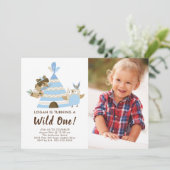 Jongens Tepee Wild One Verjaardag Uitnodiging (Staand voorkant)