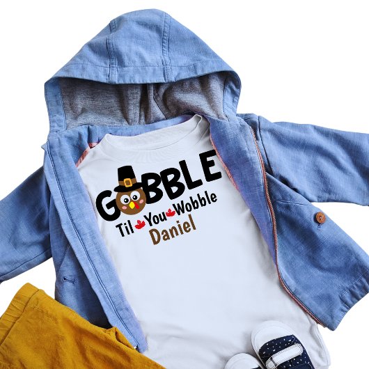 Jongens Thanksgiving Schattige Turkije Gobble Naam