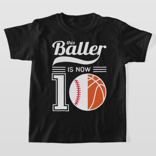 Jongen's tiende verjaardag, Baller Baseball Basket T-shirt (Laagn)