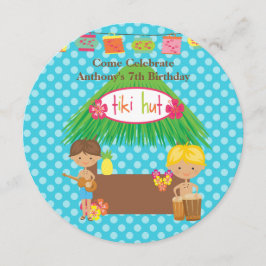 Jongens Tiki Hut Ronde Luau Verjaardag Uitnodiging